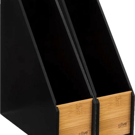 5Five porte-revues/range-magazines - 2x - noir - 9 x 25 x 30 cm - bois