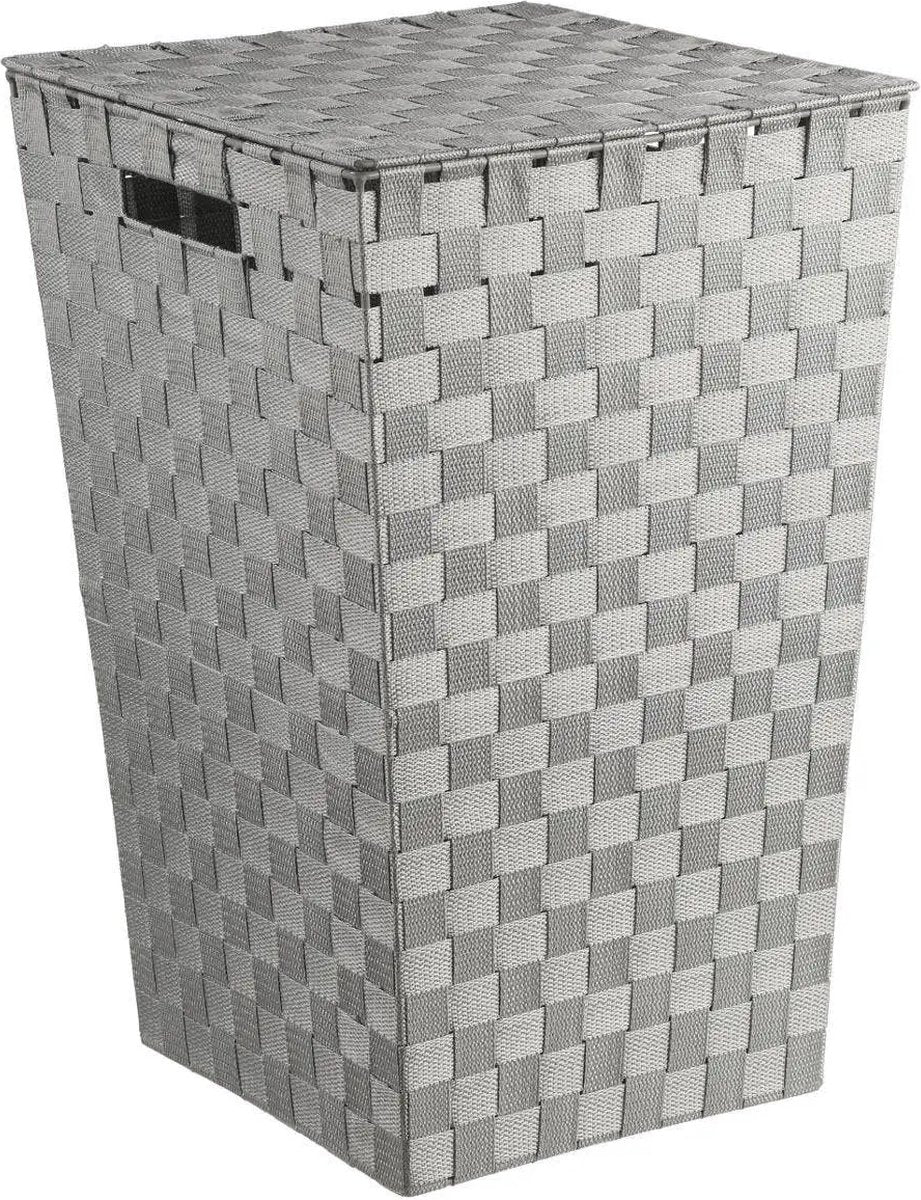 5Five Wäschekorb geflochtenes Rattan - grau - 57 Liter - 33 x 33 x 53 cm - mit Deckel