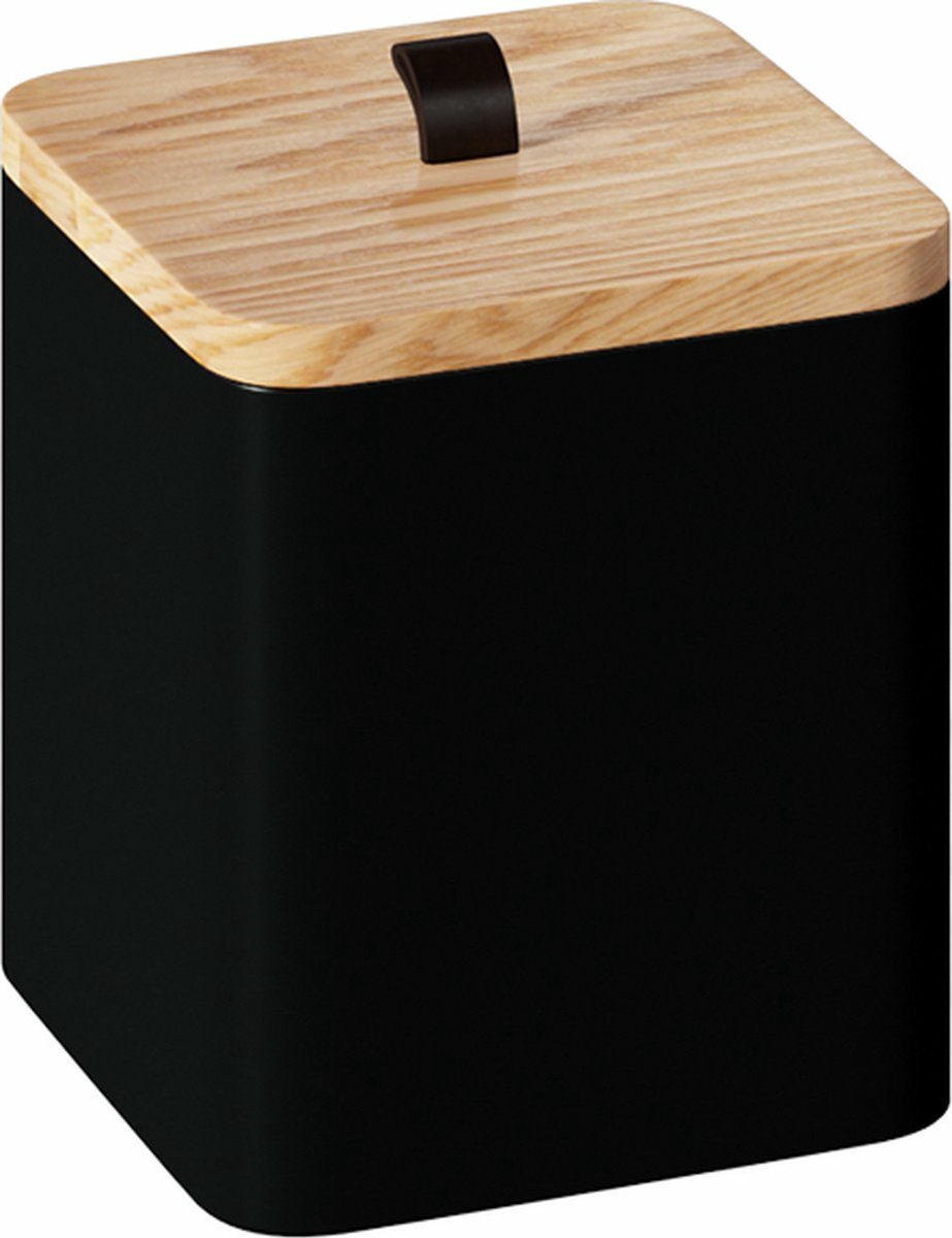 5Five Black cotton pad holder wood look Heavy Duty Storage box