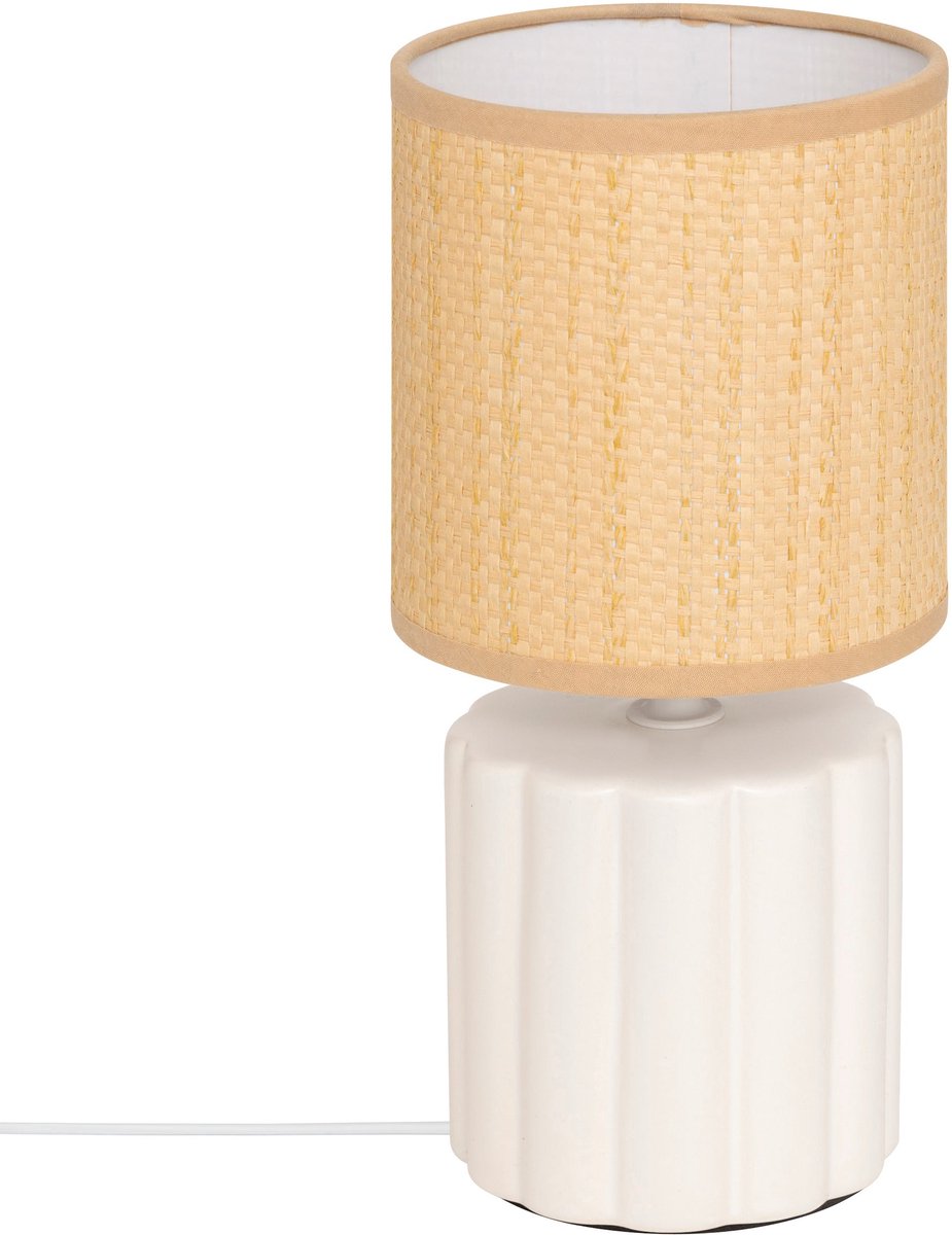 Atmosphera Tylia Tafellamp - Ø13xH26 cm - Beige / Wit
