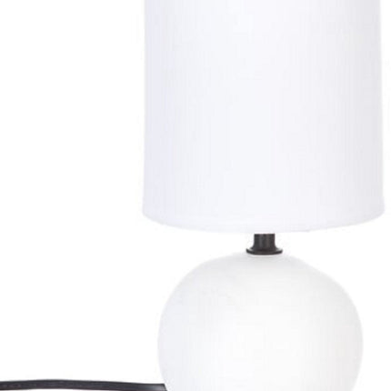 Lampe de table sphérique en céramique blanche | Veilleuse E14 | Abat-jour en tissu | Ø13 x H25 cm | Lampe de bureau | Lampe sphérique en céramique