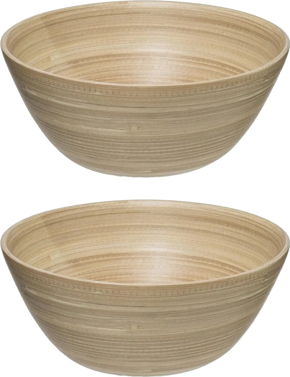 Secret de Gourmet Slakom/serveer schalen - bamboe beige - D25 cm - 2x