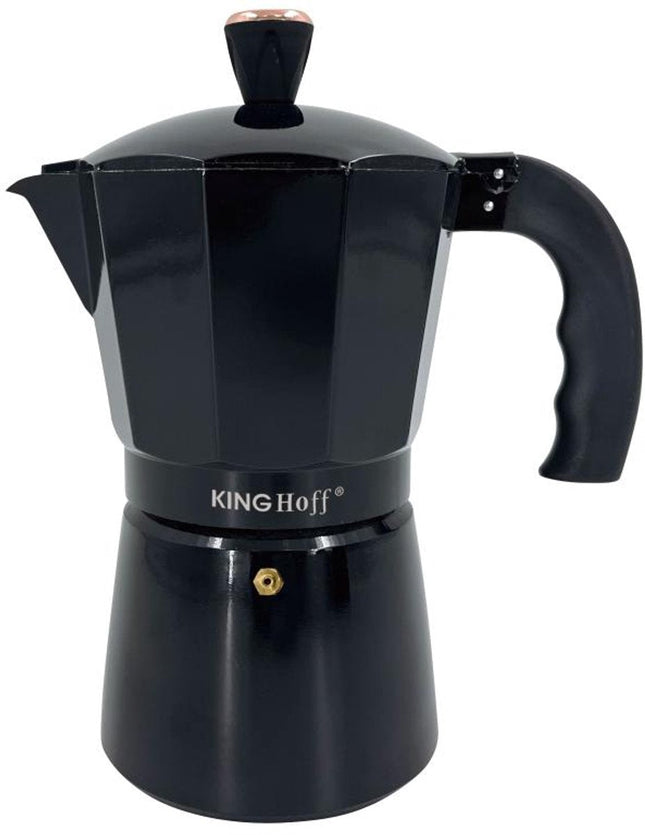 Kinghoff Cafetière Expresso en Aluminium KH-1884 – 9 Tasses – Noir – Compatible Induction - Percolateur - 450ml