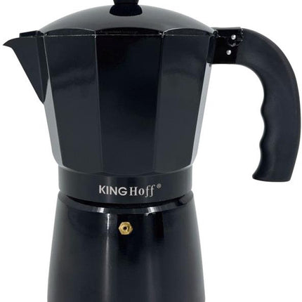 Kinghoff Cafetière Expresso en Aluminium KH-1885 – 12 Tasses – Noir – Compatible Induction - 600ml - Percolateur
