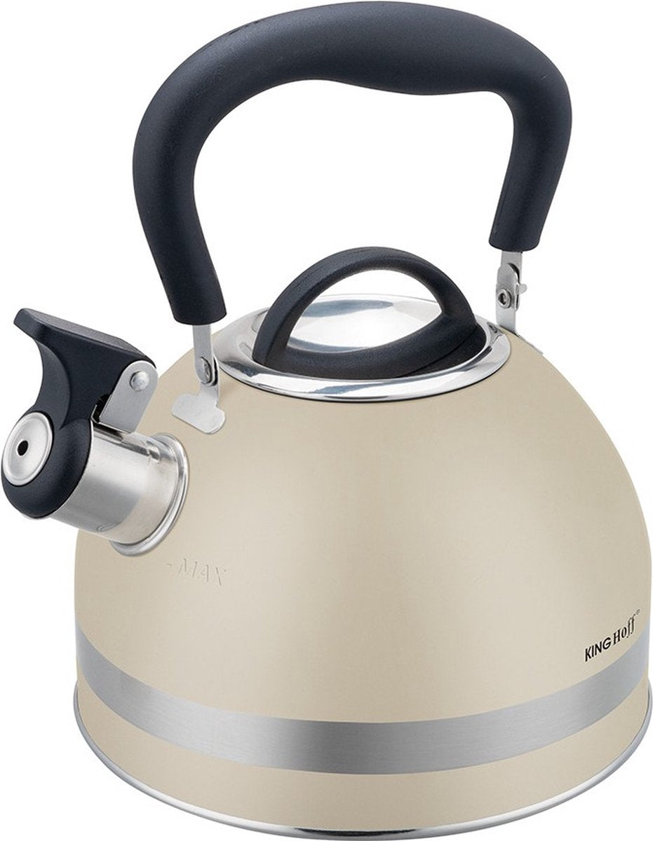 Kinghoff 1854 - Whistling kettle - 1.8 liters - Stainless steel - Cream