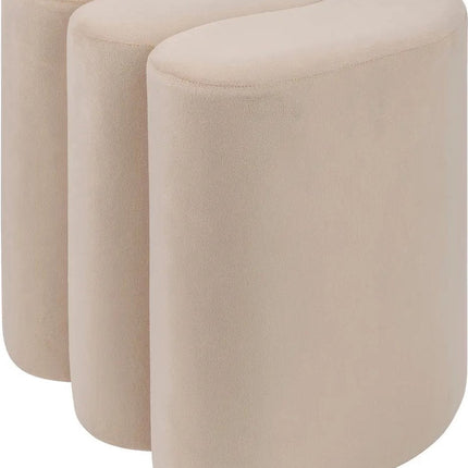 Pouf rond velours Bolan - 40x40cm - Beige