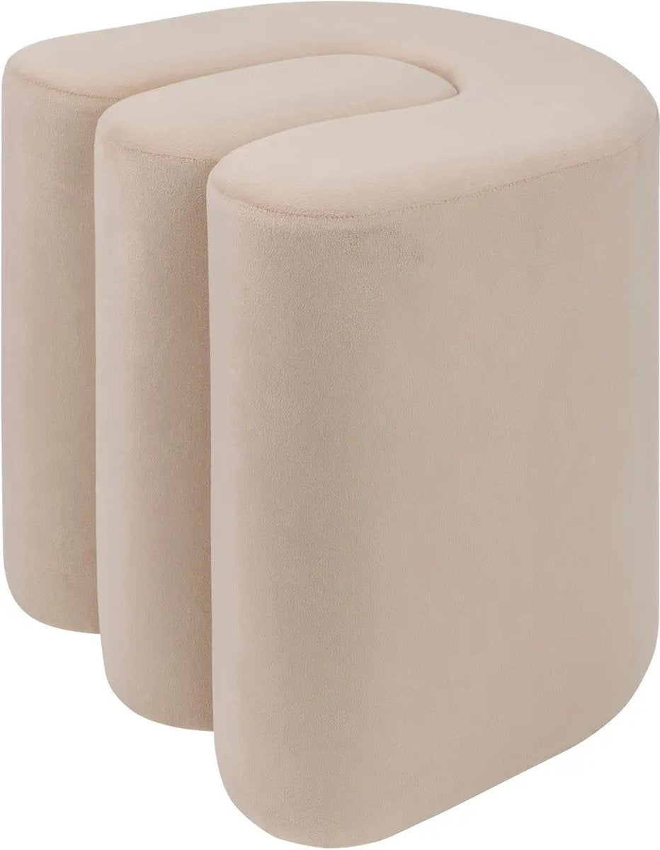 Atmosphera Bolan fluwelen poef - 40 x 40 cm - Beige