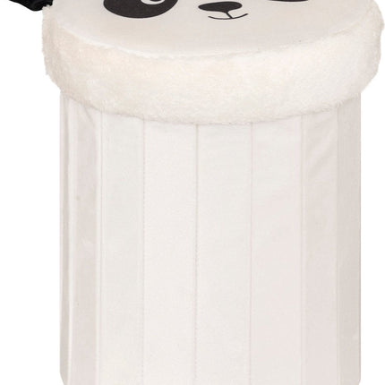 Atmosphera Panda Pouf Pliable - Rangement - Ø30xH38cm - Noir/Blanc