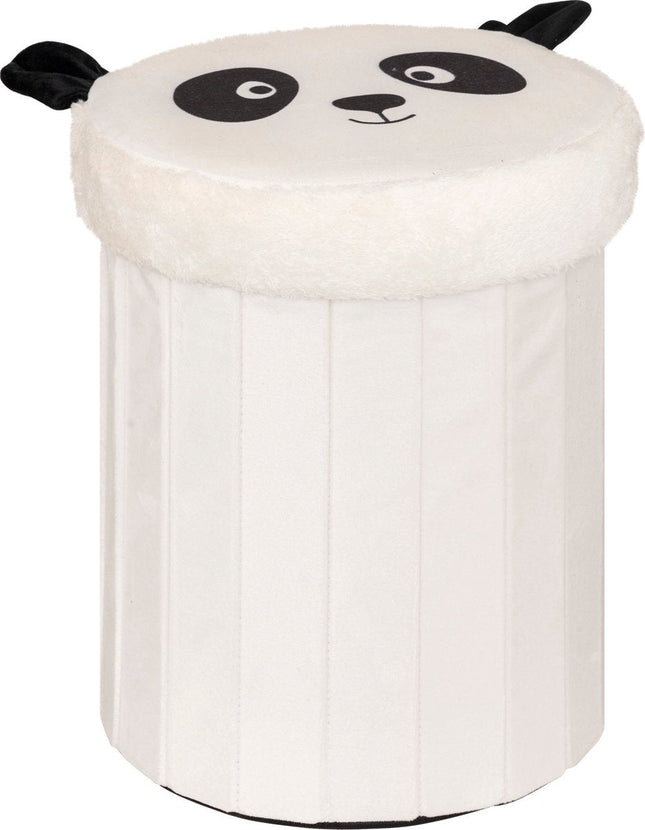 Atmosphera Panda Pouf Pliable - Rangement - Ø30xH38cm - Noir/Blanc