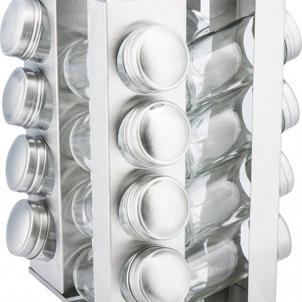 Kinghoff 4007 casier à épices carré - Inox - 17 pièces