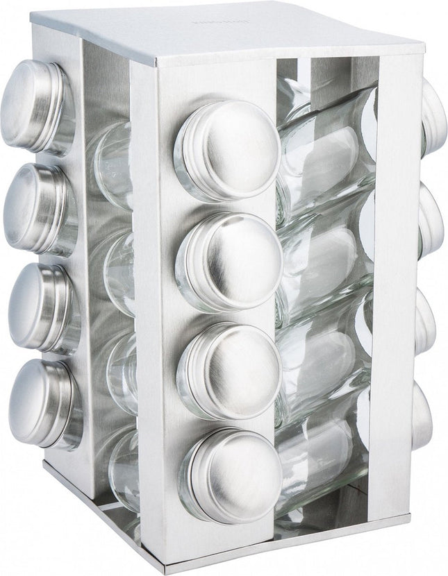 Kinghoff 4007 casier à épices carré - Inox - 17 pièces