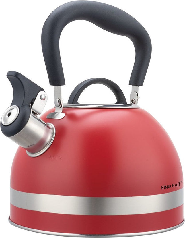 Kinghoff 1853 - Fluitketel met fluit - 1.8 liter - RVS - Rood