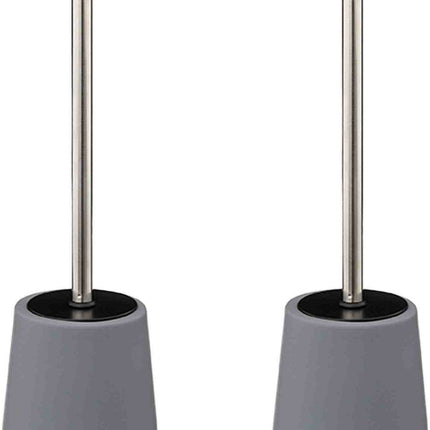 2x 5five brosse WC avec support - grès - gris - ronde - 39 cm