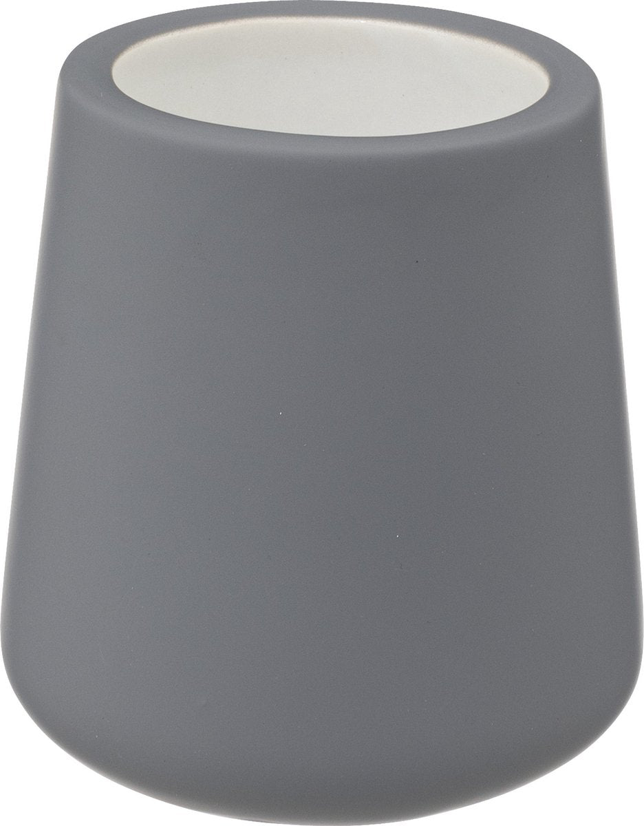 5Five WC- / toiletborstel met houder - zandsteen - grijs - rond - 39 cm