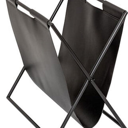 Atmosphera Lectuurbak Magazines - voor tijdschriften/kranten/boek - zwart - metaal/leer - 37 x 22 x 35 cm - naast bank/stoel - verhoogd