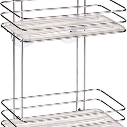 Étagère de douche/salle de bain chromée à 2 niveaux avec ventouses 26 x 30 cm - Étagère de douche sans perçage