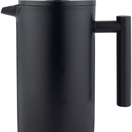 KINGHoff Cafetière à Piston 1 Litre – Noir Mat – Acier Inoxydable Double Paroi – Cafetière & Théière Luxe – KH-1996
