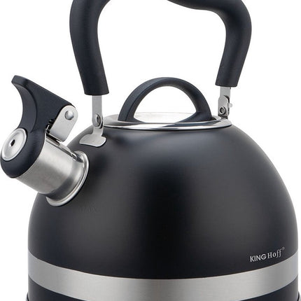 Kinghoff 1858 - Bouilloire sifflante - 1,8 litre - Inox - Noir