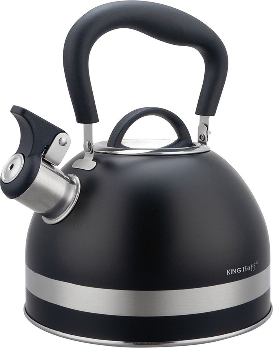 Kinghoff 1858 - Bouilloire sifflante - 1,8 litre - Inox - Noir