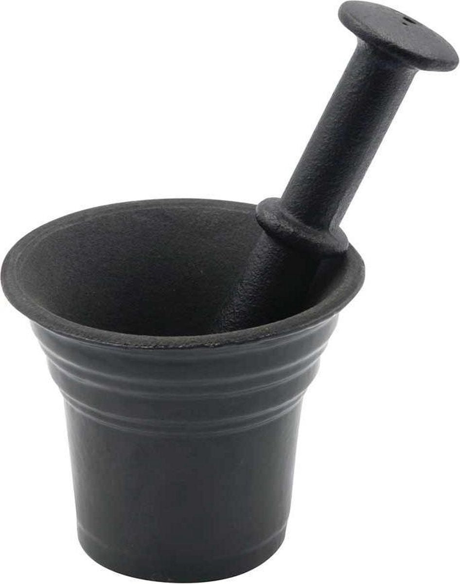 Vijzel gietijzeren met Stamper Ø10, 5 x 9, 3 cm, Extra Robuust - Zwart
