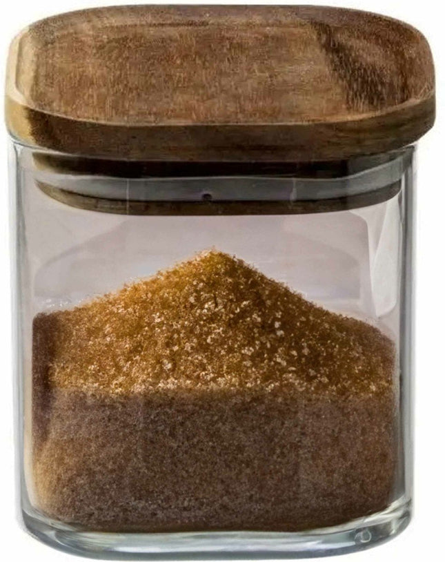 Boîte/pot de conservation en verre 0,6L avec couvercle en bois d'acacia - 600 ml - Pots de conservation avec couvercle hermétique