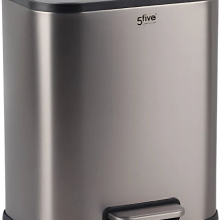 5Five Poubelle à pédale - Fermeture douce - 50L - Acier inoxydable mat - Gris