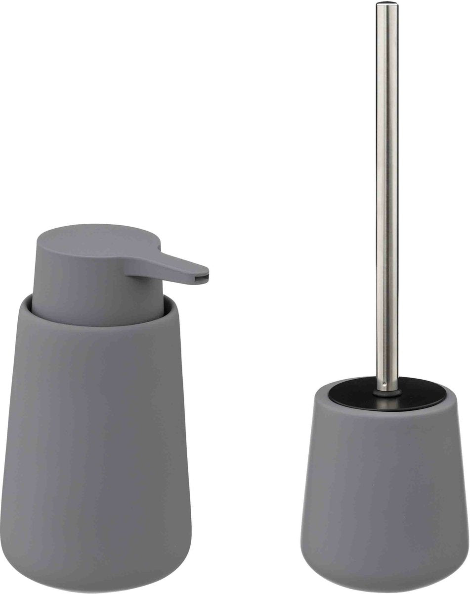 5Five - WC / Toilet brush with soap dispenser 250 ml - grey - ceramic