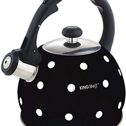 Kinghoff Bouilloire à sifflet noire à pois - 2 l