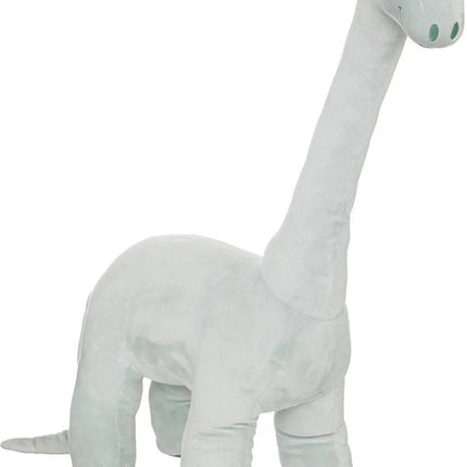 Atmosphera Peluche dinosaure Brontosaure - Tissu peluche doux - Grande taille - Gris - 90 cm