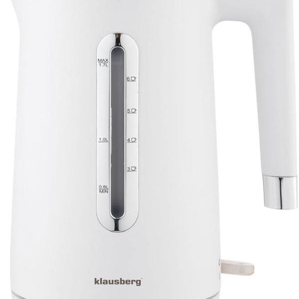 Bouilloire Électrique Klausberg KB-7890 - 1,7L - Blanc - 2200W - Inox & PP - Économe en énergie & Silencieuse