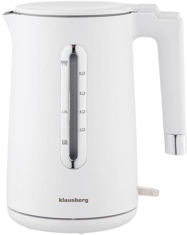 Bouilloire Électrique Klausberg KB-7890 - 1,7L - Blanc - 2200W - Inox & PP - Économe en énergie & Silencieuse