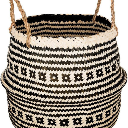 Atmosphera Rieten opbergmand zwart - Bloempot - Zeegras