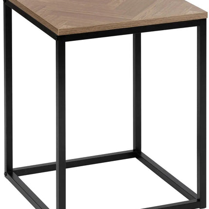 5Five Table d'appoint Chevron - bois/métal - marron clair/noir - D40 x H50 cm - table basse