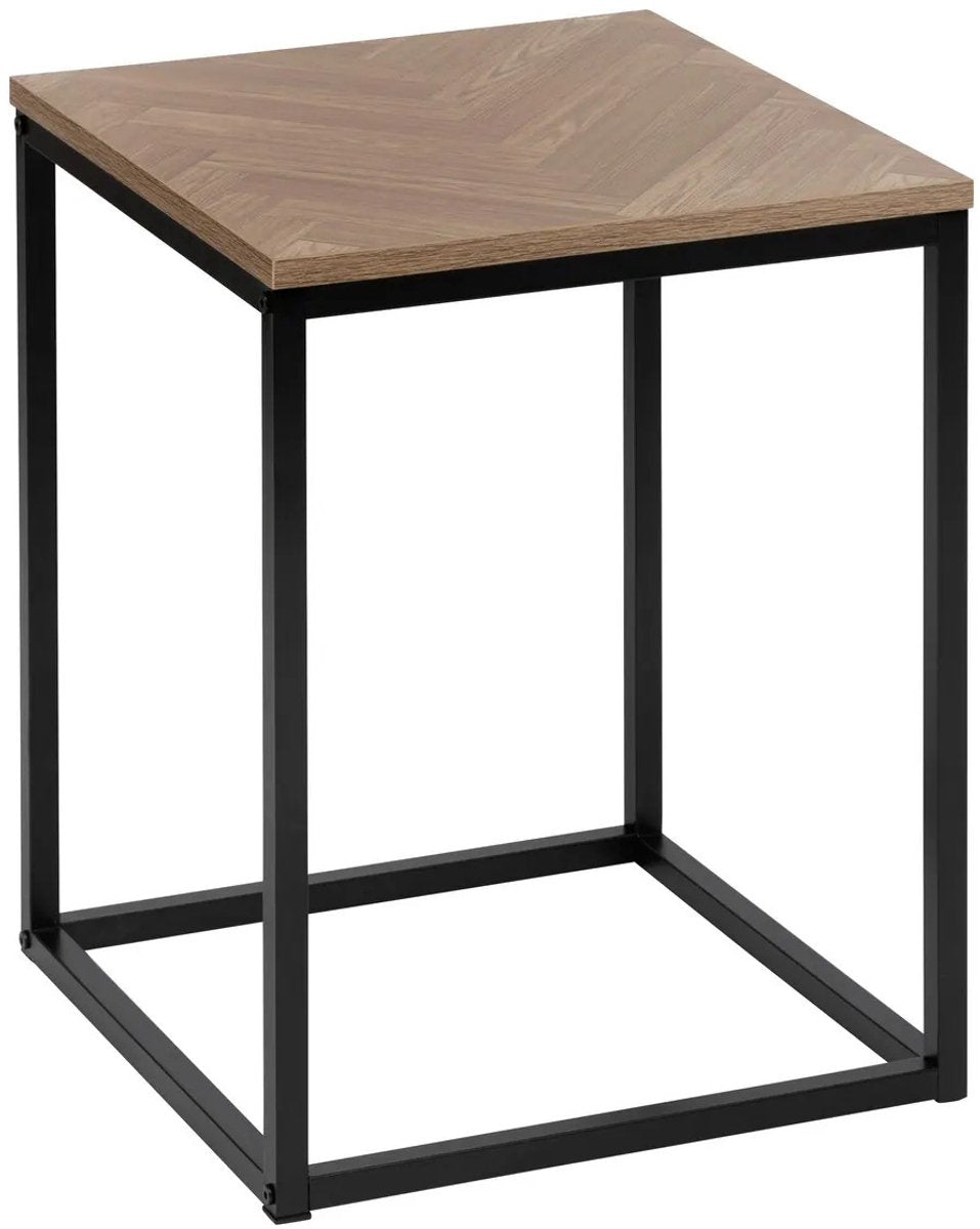 5Five Bijzettafeltje Chevron - hout / metaal - lichtbruin / zwart - D40 x H50 cm - koffie tafel