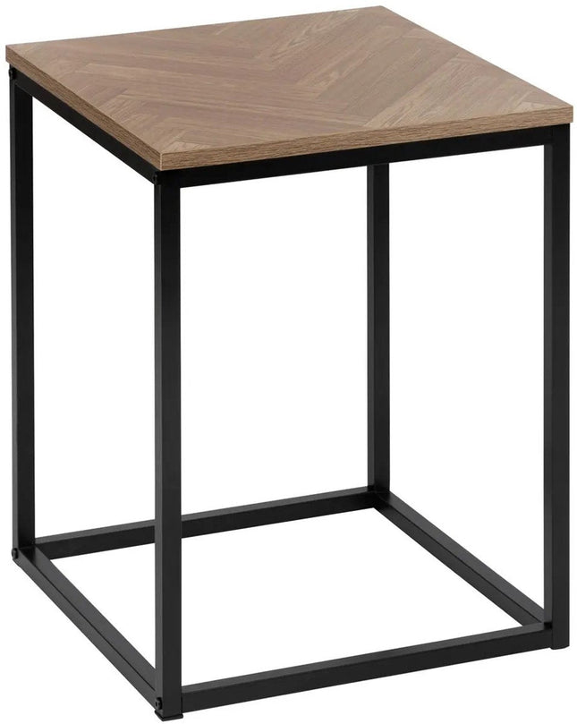 5Five Table d'appoint Chevron - bois/métal - marron clair/noir - D40 x H50 cm - table basse