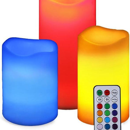 Led kaars afstandsbediening 3 - Kaarsen - RGB - Led- kaars- decoratie-12 verschillende kleuren