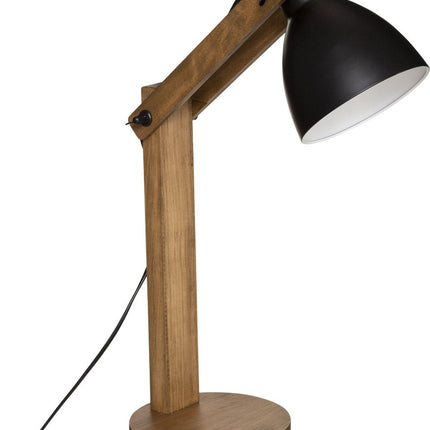 Atmosphera Lampe de table/lampe de bureau Design Light Cuba - bois/noir - H56 cm - Lampe de lecture