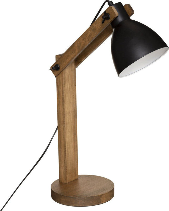 Atmosphera Lampe de table/lampe de bureau Design Light Cuba - bois/noir - H56 cm - Lampe de lecture