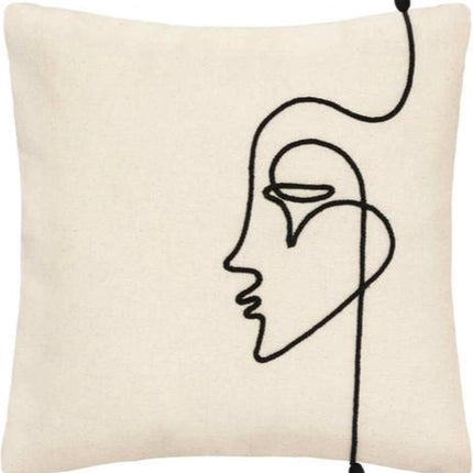 Housse de coussin visage blanc et noir 40 x 40 cm