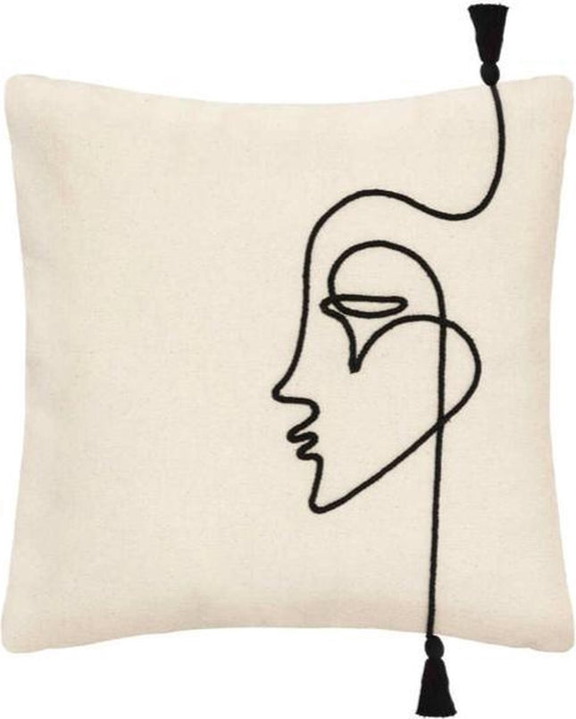 Housse de coussin visage blanc et noir 40 x 40 cm