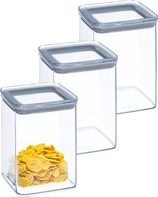 5Five Pot de rangement - 5x - cuisine/nourriture - plastique - 1000 ml - couvercle hermétique - transparent - 10 x 10 x 14 cm