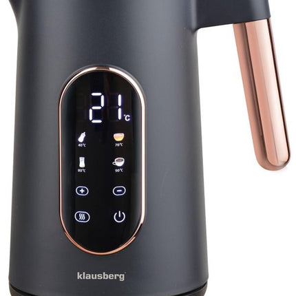 Klausberg KB-7892 Bouilloire Électrique - 1,7L - Noir/Or Rose - Contrôle LED - 13 Niveaux de Température - 2200W