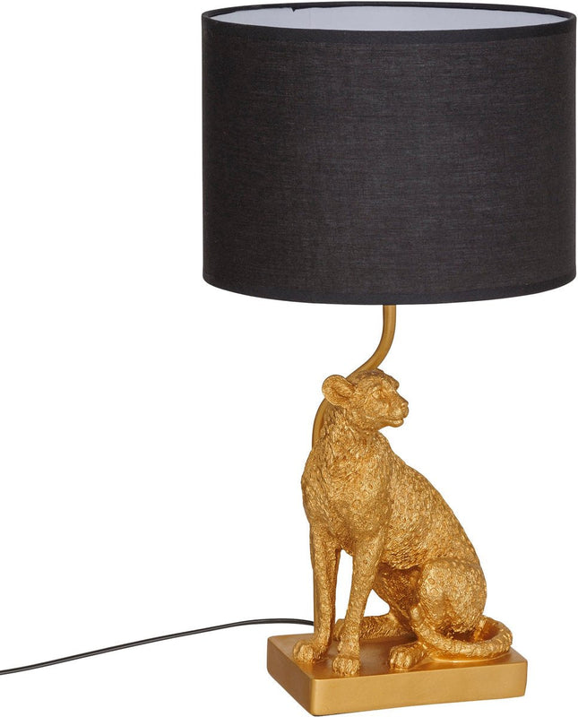 Atmosphera Lampe à poser léopard Gepi - Ø25xH48cm - Noir/Or