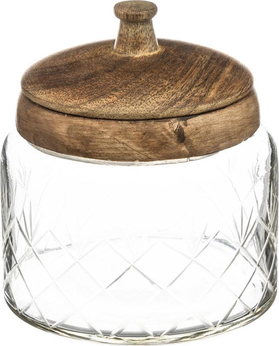 Secret de Gourmet Glass storage jars with wooden lid - 150153 - Decorative & With lid
