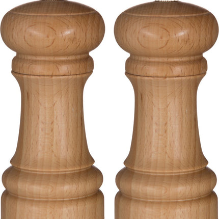 5Five Moulin à poivre/moulin à sel en bois beige 14 cm - Lot de 2 pièces - Moulin à herbes - Moulin à épices - Moulin à épices de cuisine
