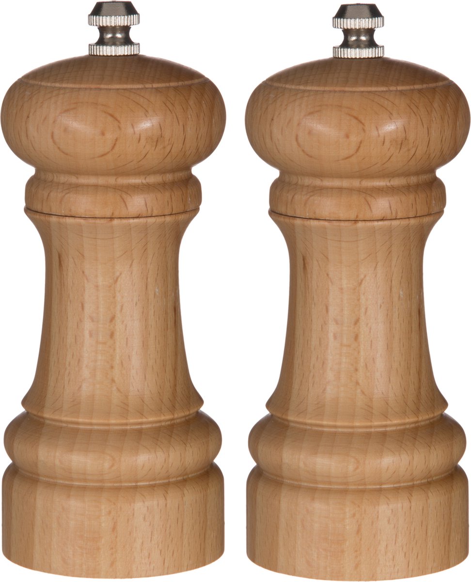 5Five Pfeffermühle / Salzmühle Holz beige 14 cm – 2er-Set – Gewürzmühle – Gewürzmühle – Küchenmühle