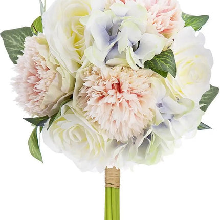 Atmosphera anjer boeket kunstbloemen wit/roze 26 cm - Kunstbloemen boeketten - Bruidsboeketten