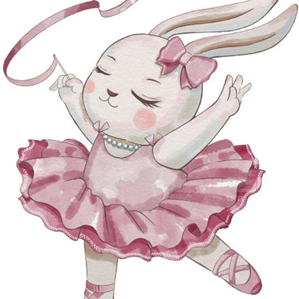 Sticker Mural Lapin Ballerine - 61x50 cm - Décoration Murale Chambre Enfant - Stickers Muraux Ballet Chambre Fille - Plaque Murale Autocollante - Chambre Bébé