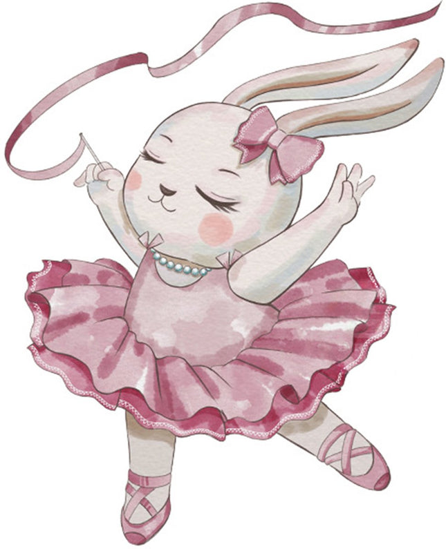 Sticker Mural Lapin Ballerine - 61x50 cm - Décoration Murale Chambre Enfant - Stickers Muraux Ballet Chambre Fille - Plaque Murale Autocollante - Chambre Bébé