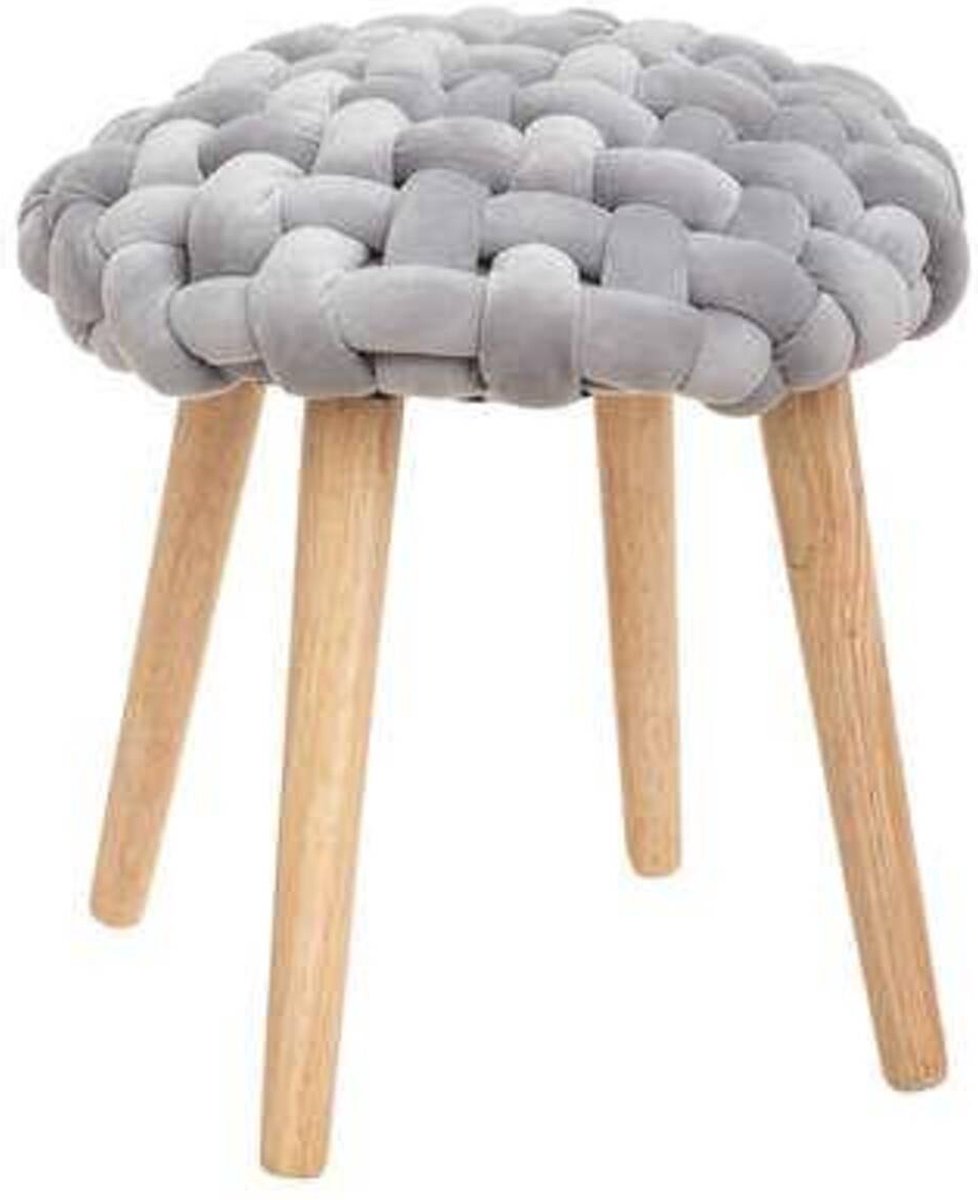 Atmosphera Cosy'ness stool, wooden base and seat, knitted, height 43 cm